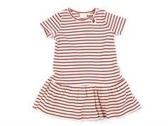 Petit Piao bright red stribet kjole